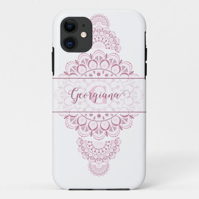 Coques Case-Mate iPhone Monogramme Pink Confetti dentelle ornementale Mand (Dos)