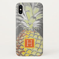 Monogramme | Pinneappa jaune tropical sur gris