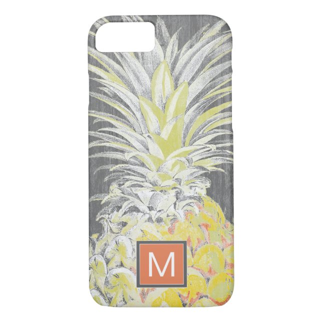 Coques Case-Mate iPhone Monogramme | Pinneapple jaune tropical (Dos)