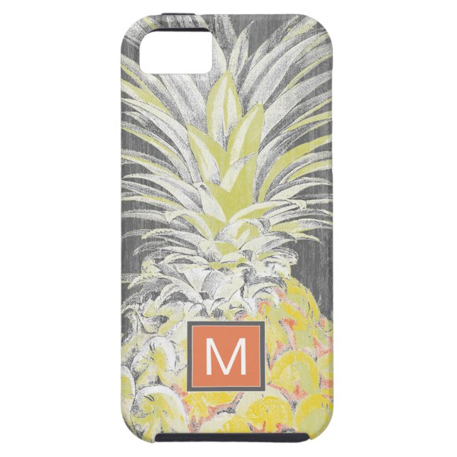 Coques Case-Mate iPhone Monogramme | Pinneapple jaune tropical (Dos)