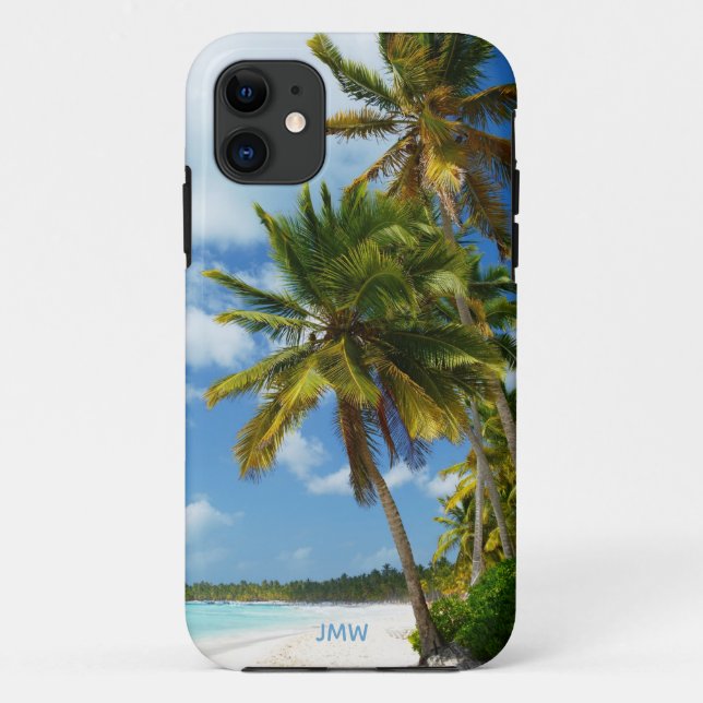 Coques Case-Mate iPhone Monogramme, Plage Tropicale, Palmiers, (Dos)