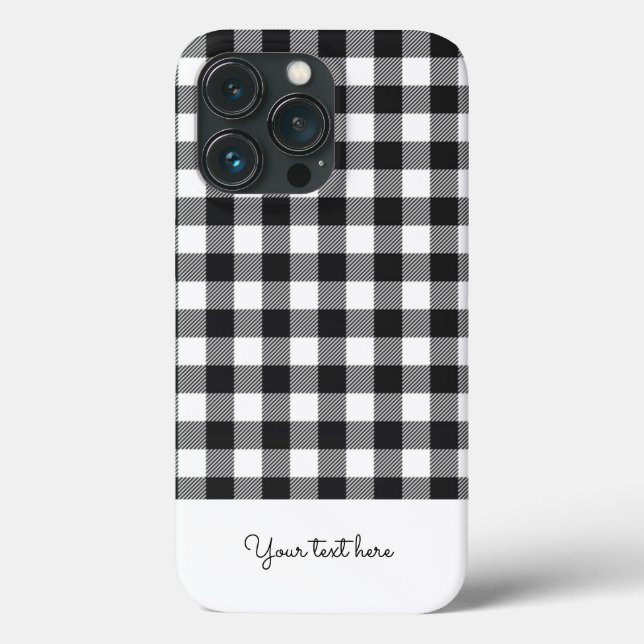 Coques Case-Mate iPhone Monogramme Plaid En vichy noir blanc (Verso)
