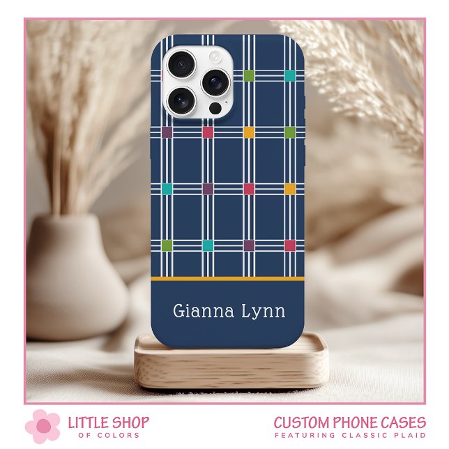 Coques Case-Mate iPhone Monogramme plaqué dans la fenêtre de la marine (Créateur téléchargé)