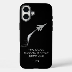 Coque Pour iPhone 16 Plus Monogrammé,Poésie, En vol, Avion avec fumée
