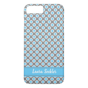 Coque Case-Mate iPhone Monogramme pois blanc bleu