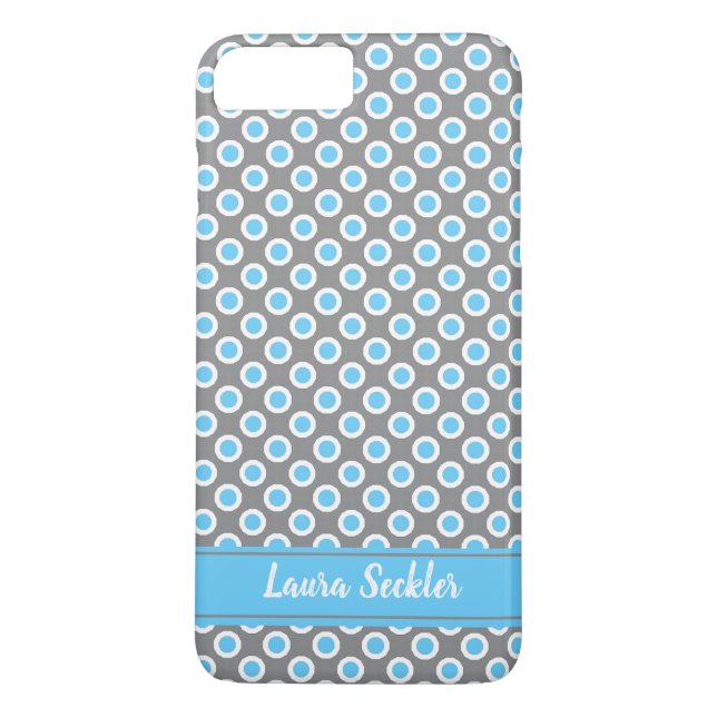 Coques Case-Mate iPhone Monogramme pois blanc bleu (Dos)