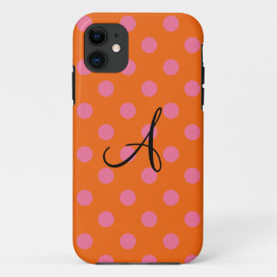 Coque Case-Mate iPhone Monogramme pois orange et rose