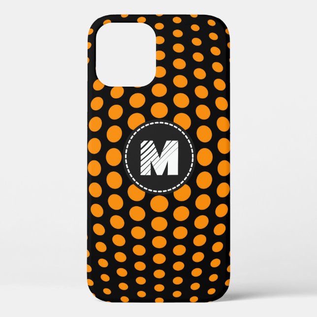 Coques Case-Mate iPhone Monogramme Pois orange foncé Motif (Verso)