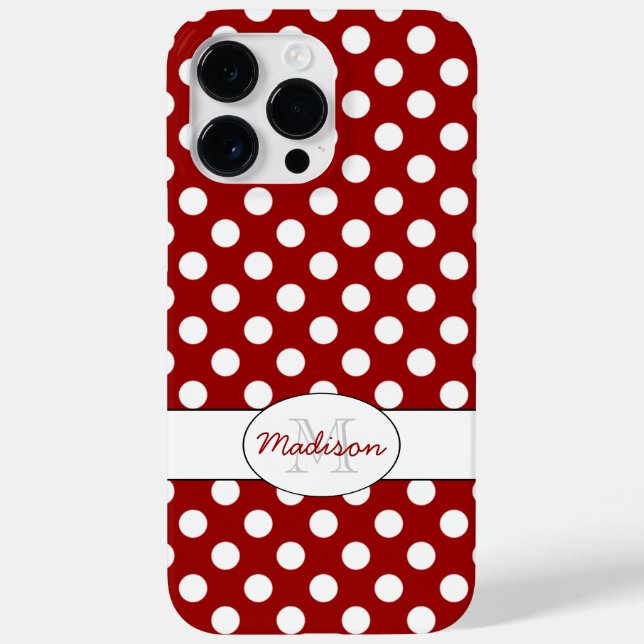 Coques Case-Mate iPhone Monogramme pois Rouge Blanc tendance (Verso)