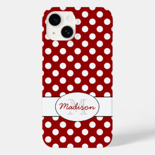 Coque Case-Mate iPhone Monogramme pois Rouge Blanc tendance