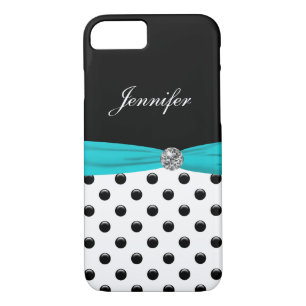 Coque iPhone 8/7 Monogramme Polka Dot Turquoise