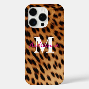 Coque iPhone 16 Pro Monogramme Poster de animal léopard