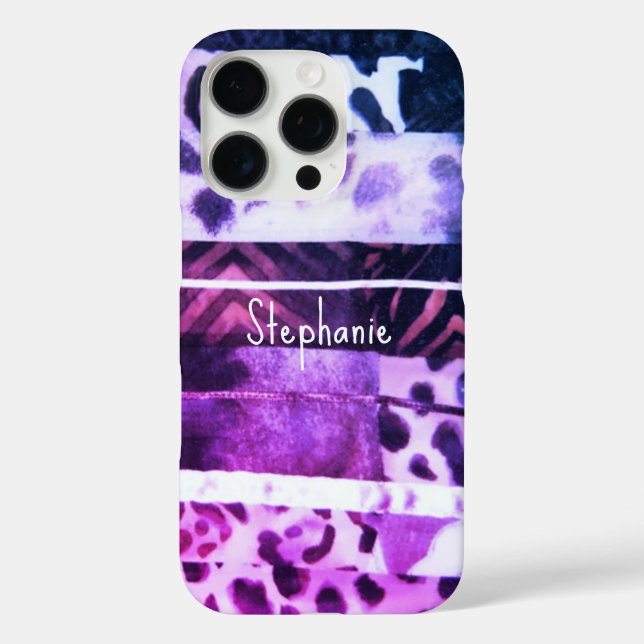 Coques Case-Mate iPhone Monogramme poster de animal léopard rose violet gi (Verso)
