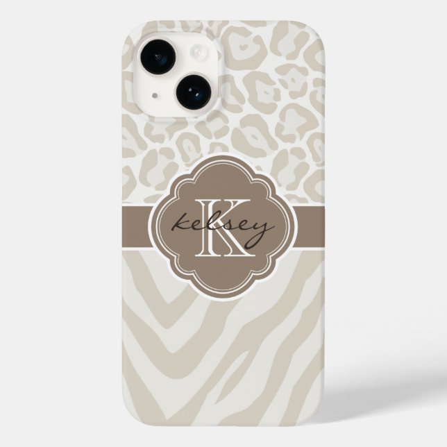 Coques Case-Mate iPhone Monogramme Poster de animal neutre (Verso)