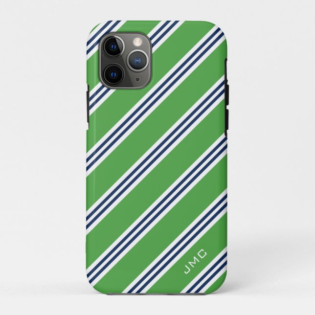 Coques Case-Mate iPhone Monogramme Préppy Grandes Vertes et Bleues (Dos)