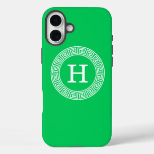 Coques iPhone 16 Plus Monogramme principal grec d'initiale de cadre de