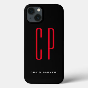 Case-Mate iPhone Case Monogramme professionnel moderne Noir rouge clair