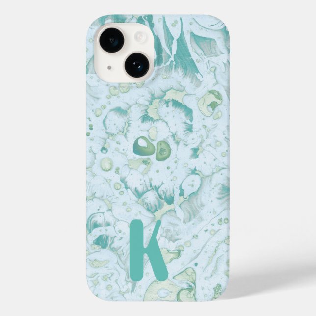Coques Case-Mate iPhone monogramme psychédélique vert menthe (Verso)