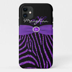 Etui iPhone Case-Mate Monogramme Purple, Parties scintillant noire Zebra