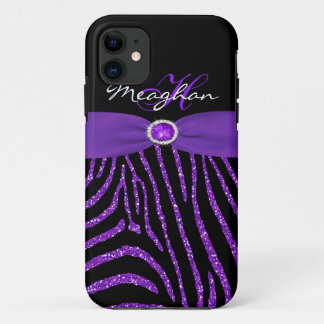 Etui iPhone Case-Mate Monogramme Purple, Parties scintillant noire Zebra