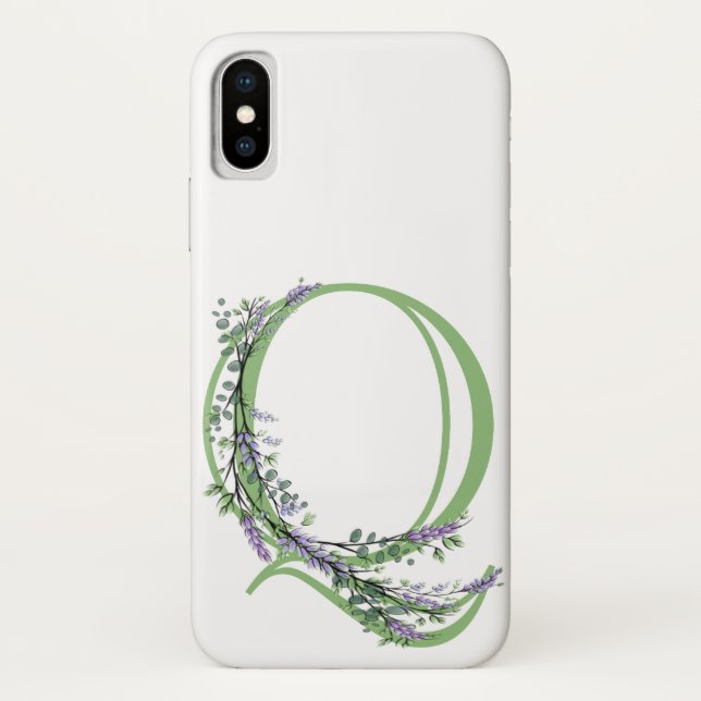 Coques Case-Mate iPhone Monogramme Q Lavande Eucalyptus (Dos)