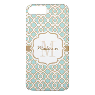 Coques Pour iPhone Monogramme Quatrefol Bleu et Or