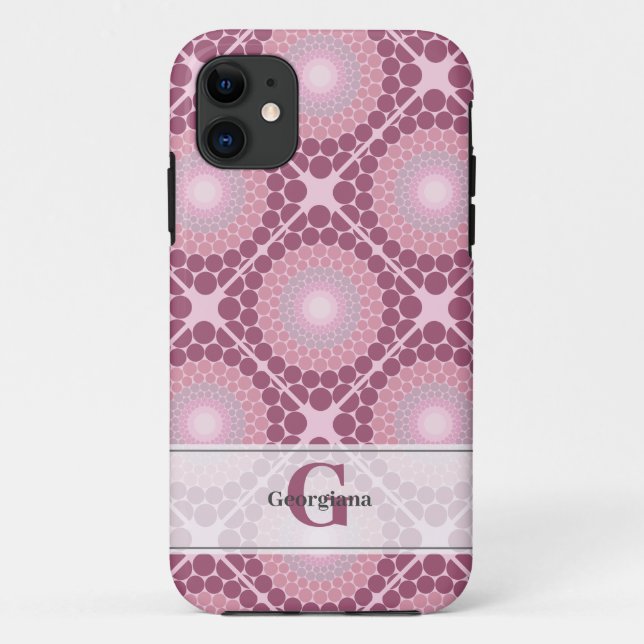 Coques Case-Mate iPhone Monogramme Radiant Dusky Rose Dot Mandala Carrelé (Dos)