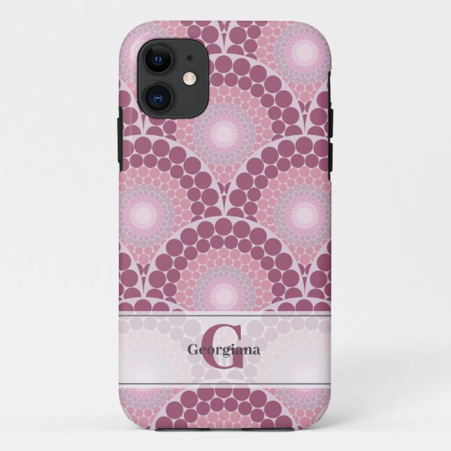 Coques Case-Mate iPhone Monogramme Radiant Rose Dusky Rose Dot Mandala (Dos)