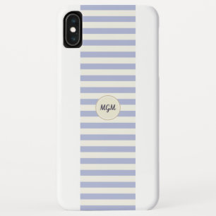 Case-Mate iPhone Case Monogramme rayé bleu et crème moderne Pervenche