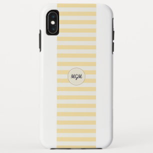 Case-Mate iPhone Case Monogramme rayé jaune ensoleillé et crème moderne