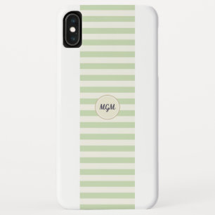 Case-Mate iPhone Case Monogramme rayé vert clair et crème moderne