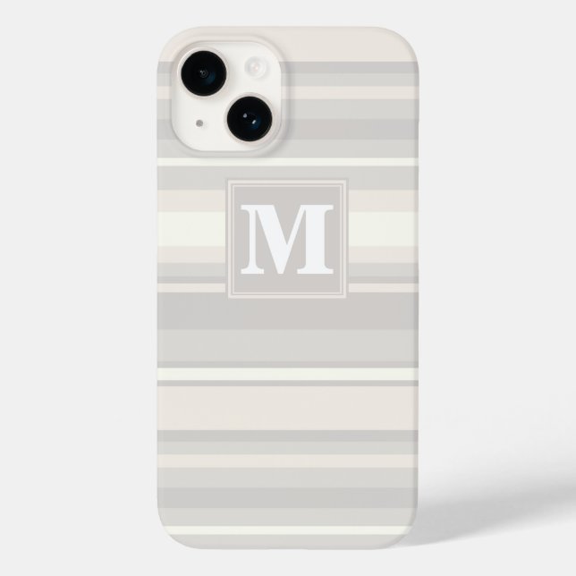 Coques Case-Mate iPhone Monogramme rayures beiges (Verso)