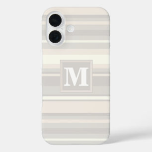 Coque Pour iPhone 16 Monogramme rayures beiges