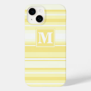 Coque Case-Mate iPhone Monogramme rayures jaunes citron