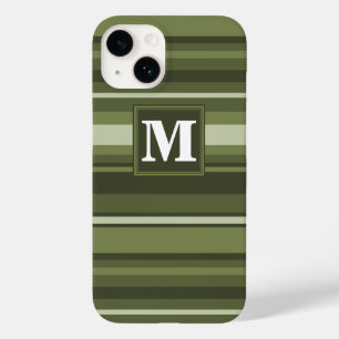 Coque Case-Mate iPhone Monogramme rayures vert olive