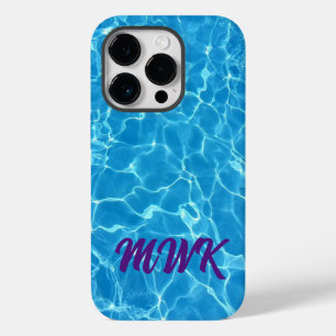 Coque Case-Mate iPhone Monogramme Réflexion d'eau bleue