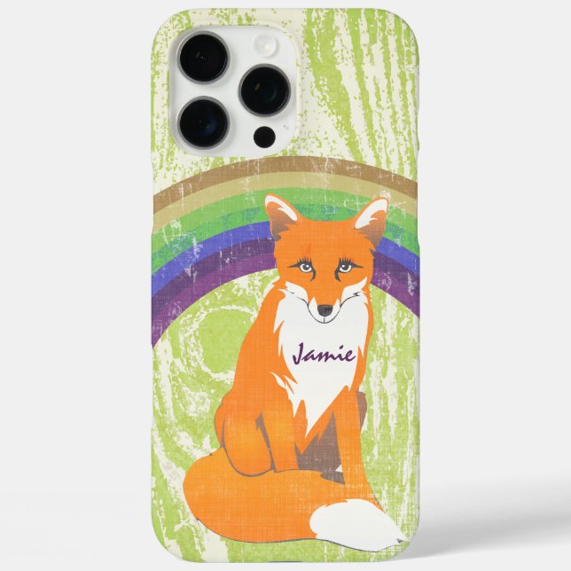 Coques Case-Mate iPhone Monogramme Retro Fox Art Lime Orange Retro (Verso)