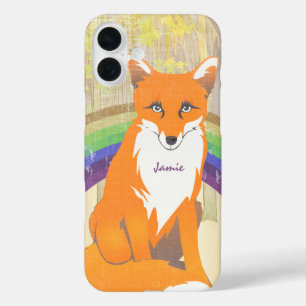 Coques iPhone 16 Plus Monogramme Retro Fox Art Lime Orange Retro iphone 