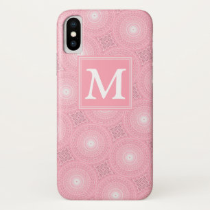 Coques Pour iPhone Monogramme rose cercles motif