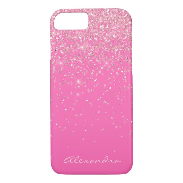 Coques Case-Mate iPhone Monogramme rose chaud et étincelle de Parties scin (Dos)