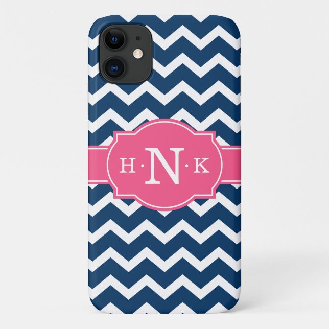 Coques Case-Mate iPhone Monogramme rose Chevron Bleu Fille (Dos)