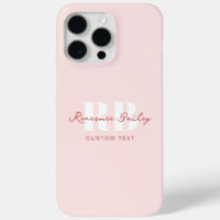 Monogramme rose clair simple et blanc
