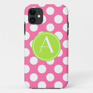 Coque Case-Mate Pour iPhone Monogramme rose de cercle de chaux de point de