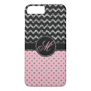 Coque iPhone 7 Plus Monogramme rose de Chevron de parties