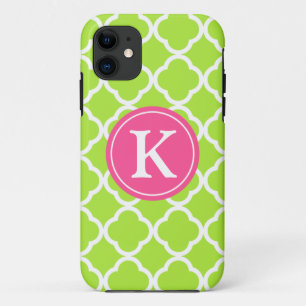 Etui iPhone Case-Mate Monogramme rose de Quatrefoil de chaux