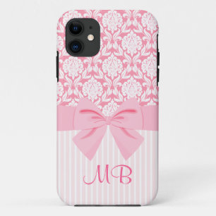 Coques Pour iPhone Monogramme rose élégant Girly d'arc d'enveloppe 
