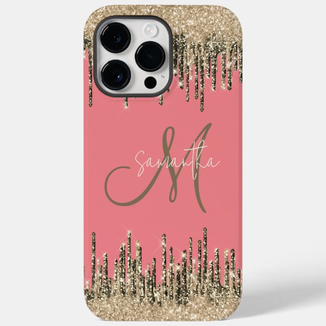 Coques Case-Mate iPhone Monogramme rose et doré (Verso)