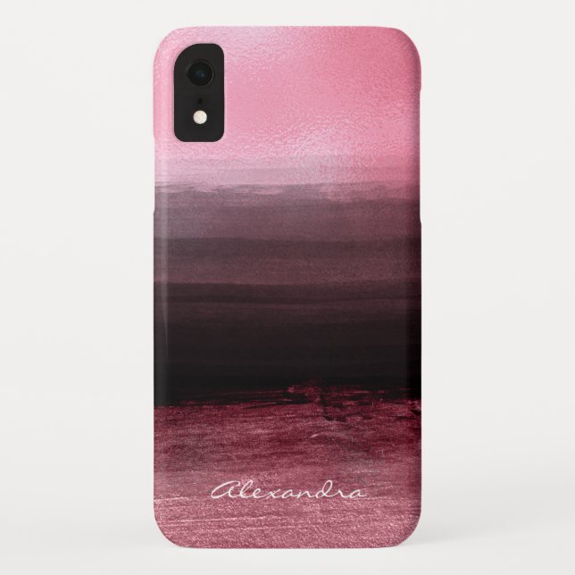 Coques Case-Mate iPhone Monogramme rose et noir Ombre brosse (Dos)