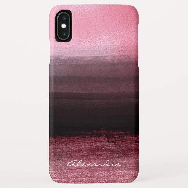 Coques Case-Mate iPhone Monogramme rose et noir Ombre brosse (Dos)