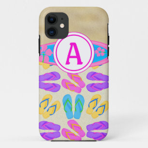 Coque iPhone 11 Monogramme rose Flip Flops Surfboard iPhone 5 Coqu